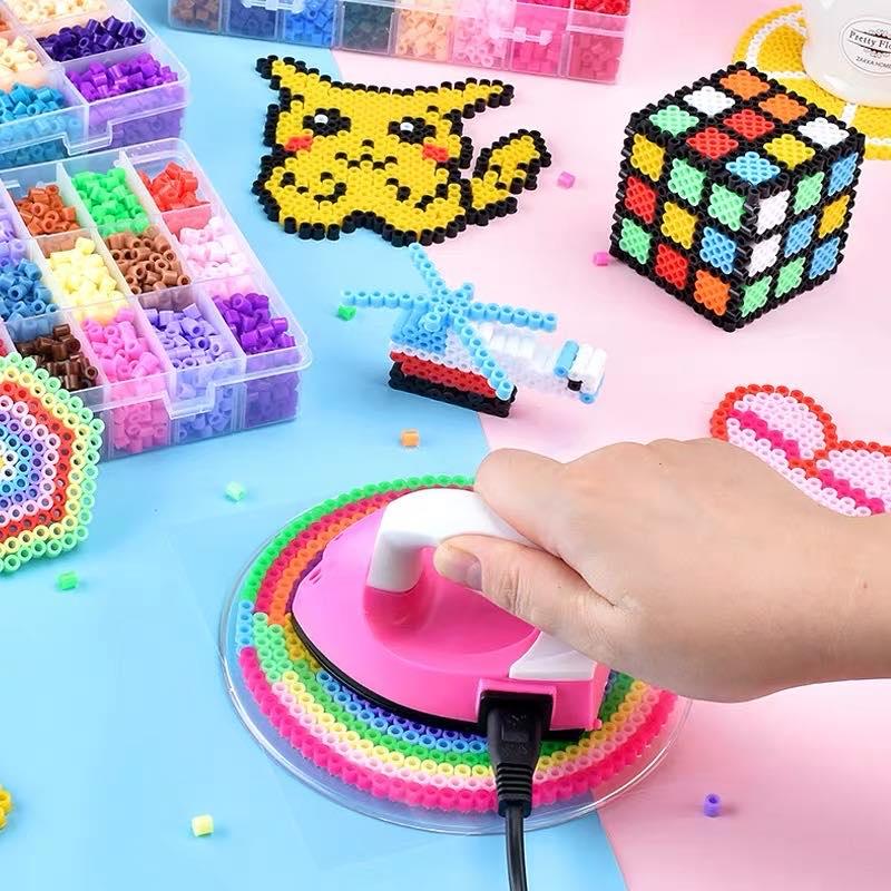 Bộ đồ chơi handmade hạt màu kỳ thú Hama, Perler gồm 10 màu, tặng kèm đầy đủ phụ kiện, kích thước 2.6mm