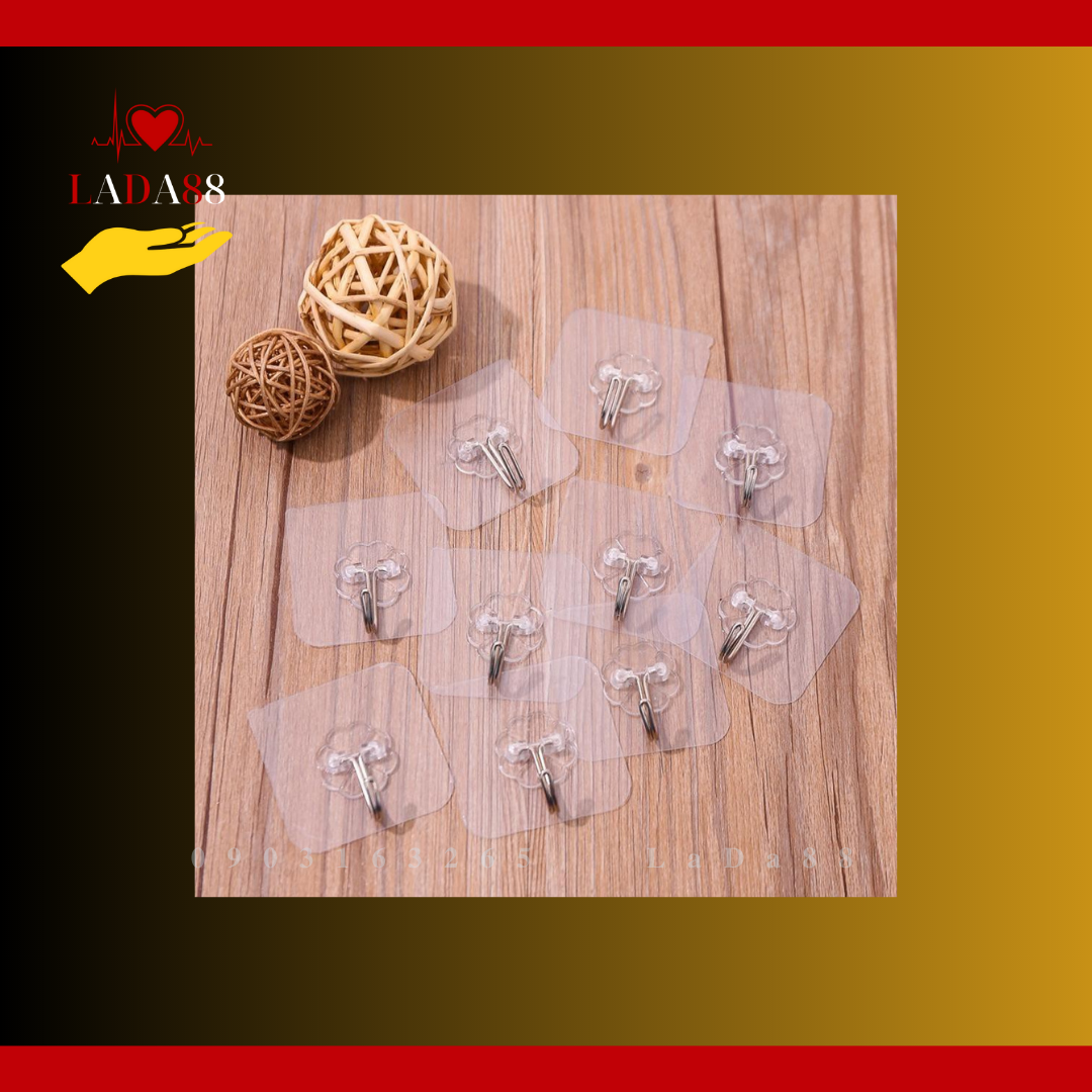 Móc Dán Tường Siêu Dính Trong Suốt Chịu Lực Tốt Treo Tường Chắc Chắn 6x6 cm