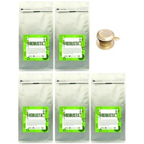 Cà phê Robusta nguyên chất 5kg_5 gói mỗi gói 1KG- The Kaffeine Coffee