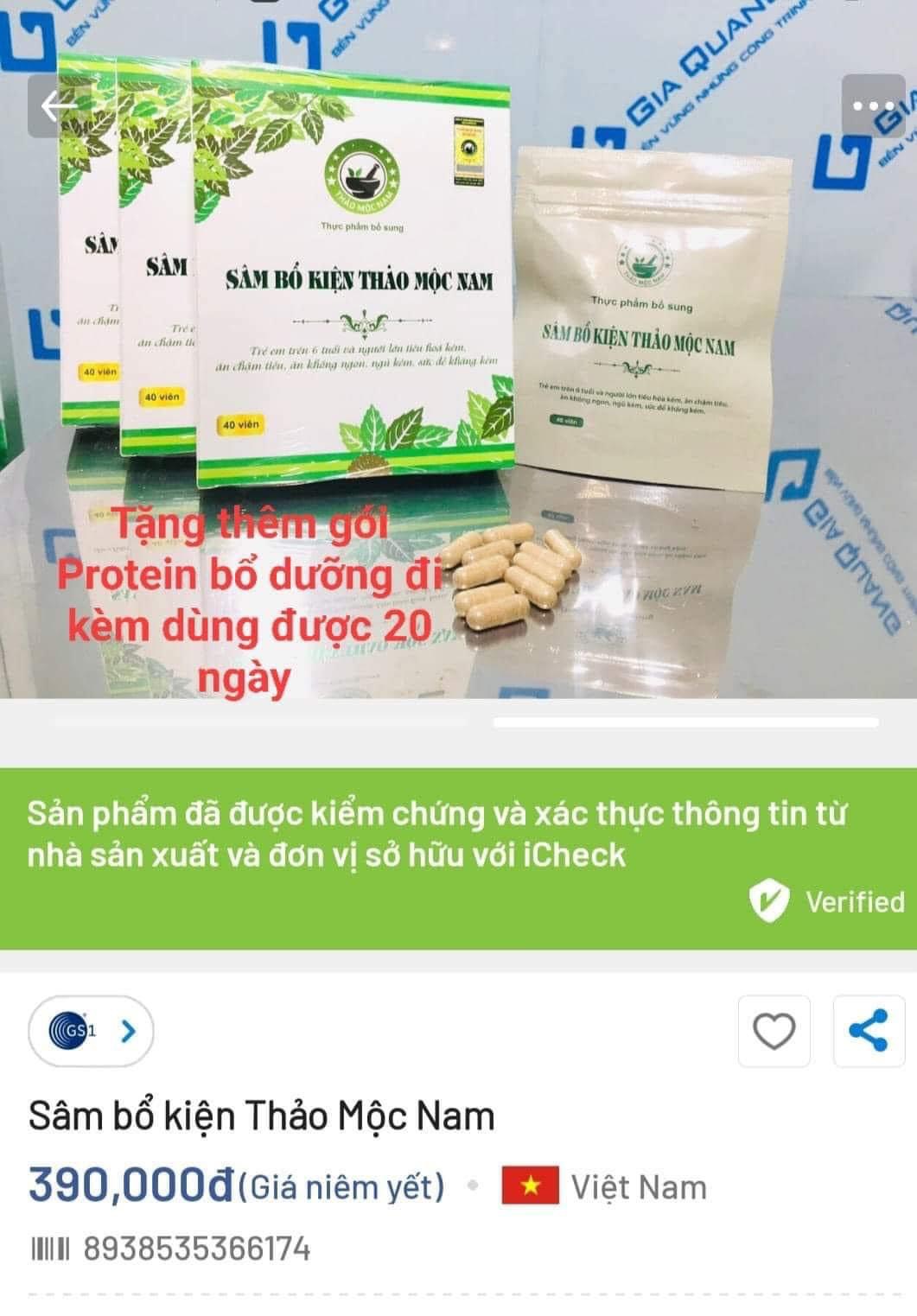 Sâm Bổ Kiện Thảo Mộc Nam - Mẫu Mới Tặng PROTEIN