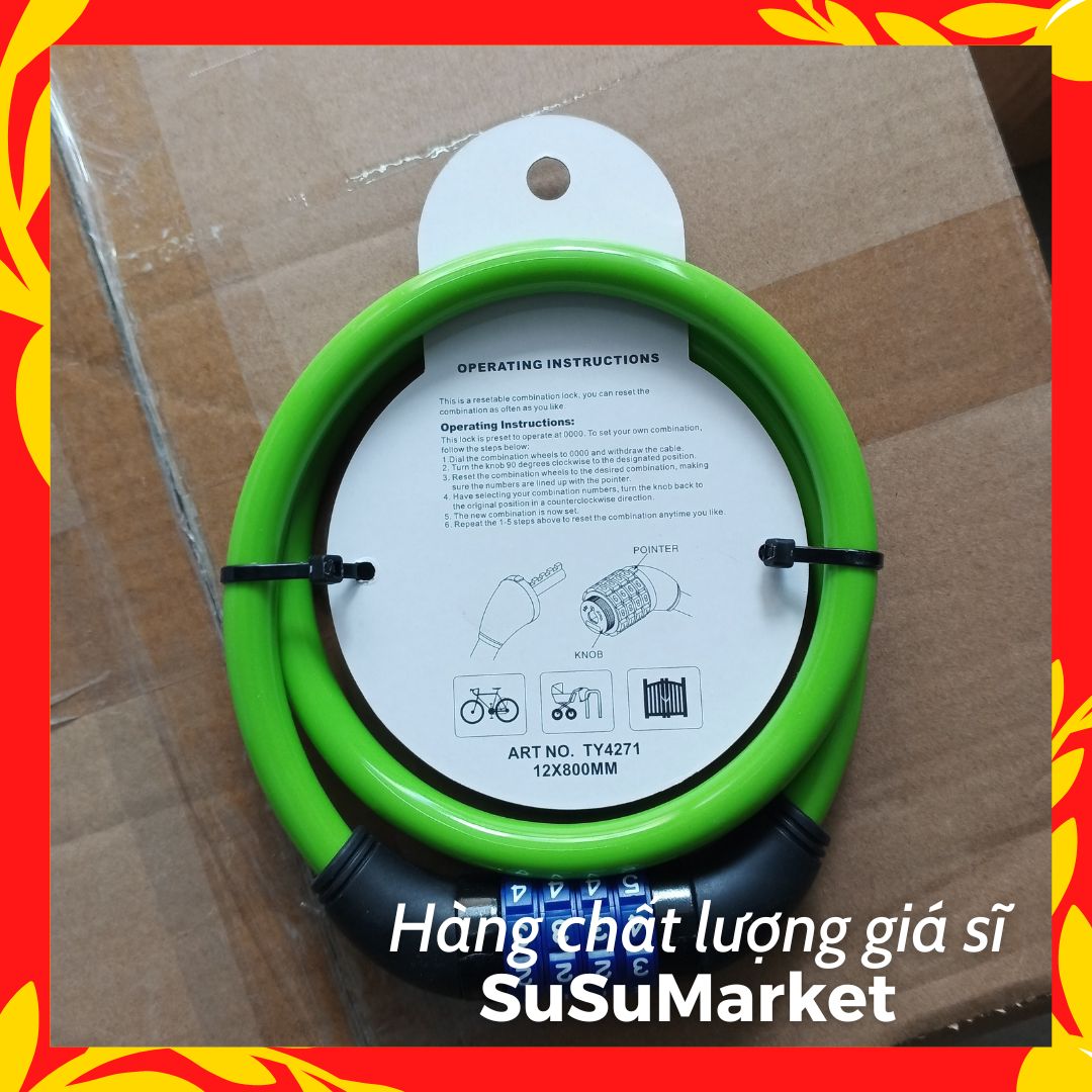 Khoá dây cáp 4 số chống trộm dài 0.8m [CHÍNH HÃNG TONYON]
