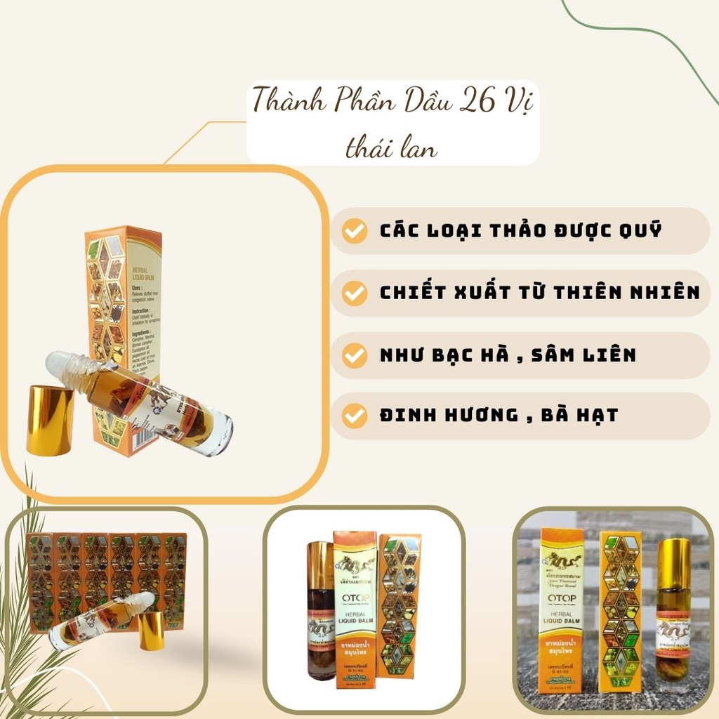 Dầu Lăn 26 Vị Thảo Dược OTOP 8ml Thái Lan