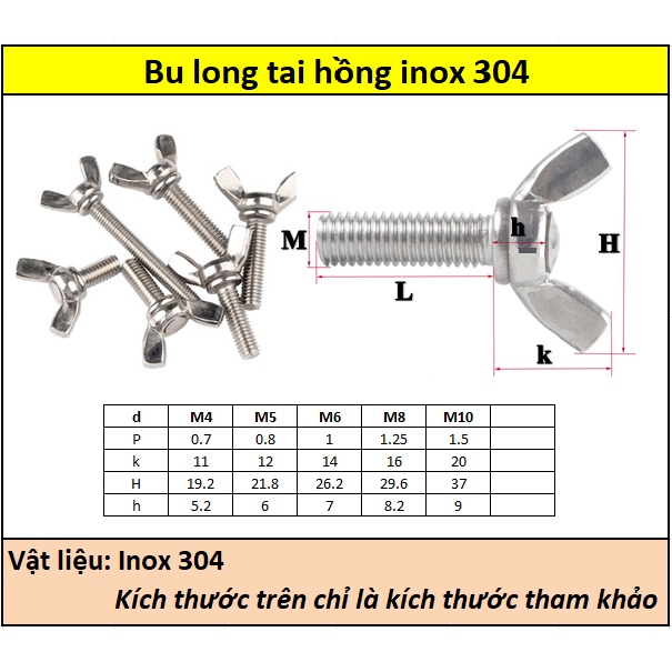 Bulong tai hồng inox 304 M5