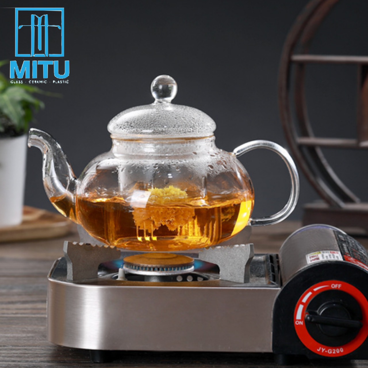 Bình trà / ấm trà thuỷ tinh chịu nhiệt kèm lõi lọc trà thuỷ tinh 400 ml cao cấp sang trong sp24