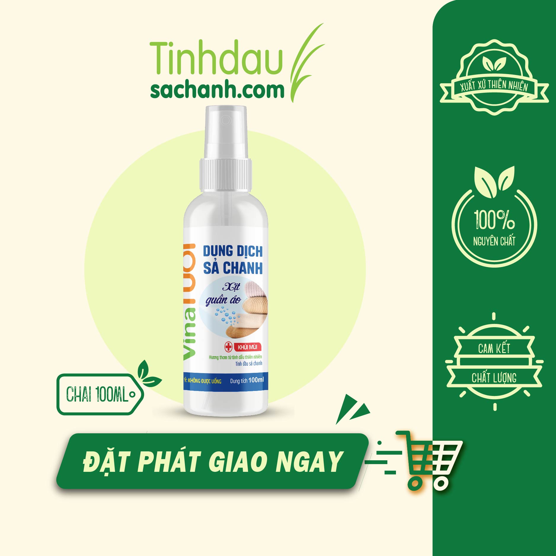 Chai xịt phun sương thơm tủ quần áo 100ml Tinhdausachanh.com bình sịt phun sương mini khử mùi quần áo thơm vải