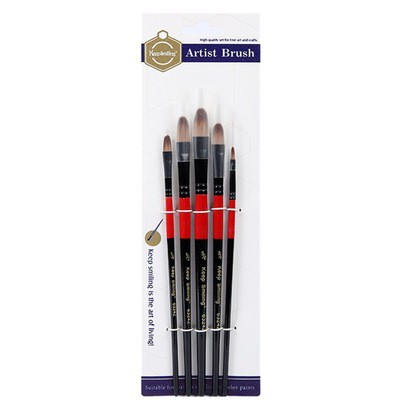 Bộ cọ Keep Smiling 5 cây thân đỏ đen - Lông nhân tạo