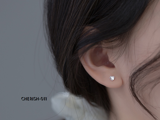 Bông tai bạc 925 kim cương trái tim Cherish ML011