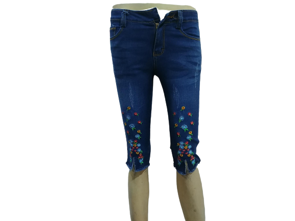 [HCM]quần jean nữ lửng gối thêu lai