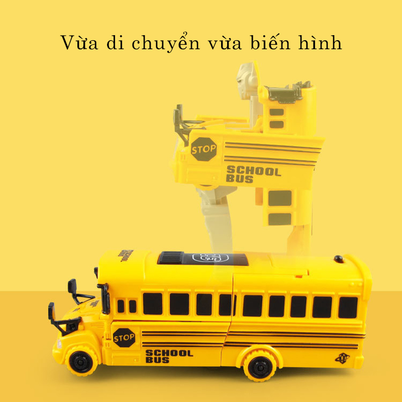 Bộ đồ chơi xe bus biến hình robot có nhạc và đèn size lớn