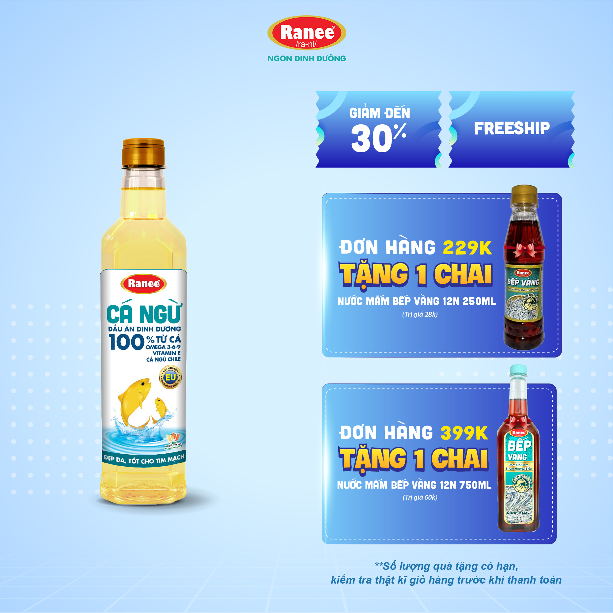 Dầu ăn Ranee CÁ NGỪ 1 lít