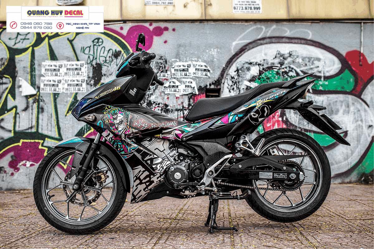 Tem trùm xe Winner X Joker xanh đen - TTem xe Winner X Joker xanh đen  thiết kế theo yêu cầu - Chế độ tem trùm xe máy Winner X rẻ đẹp