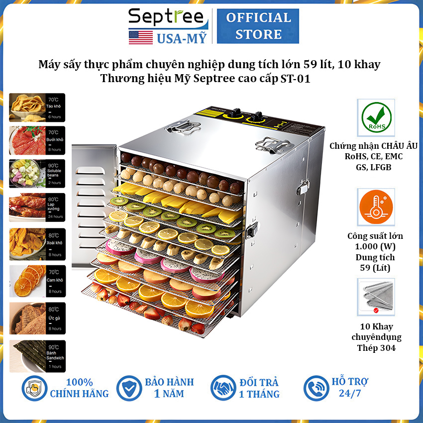 Septree ST-01 Professional 10 plates food dryer 59 litres volume US-imported