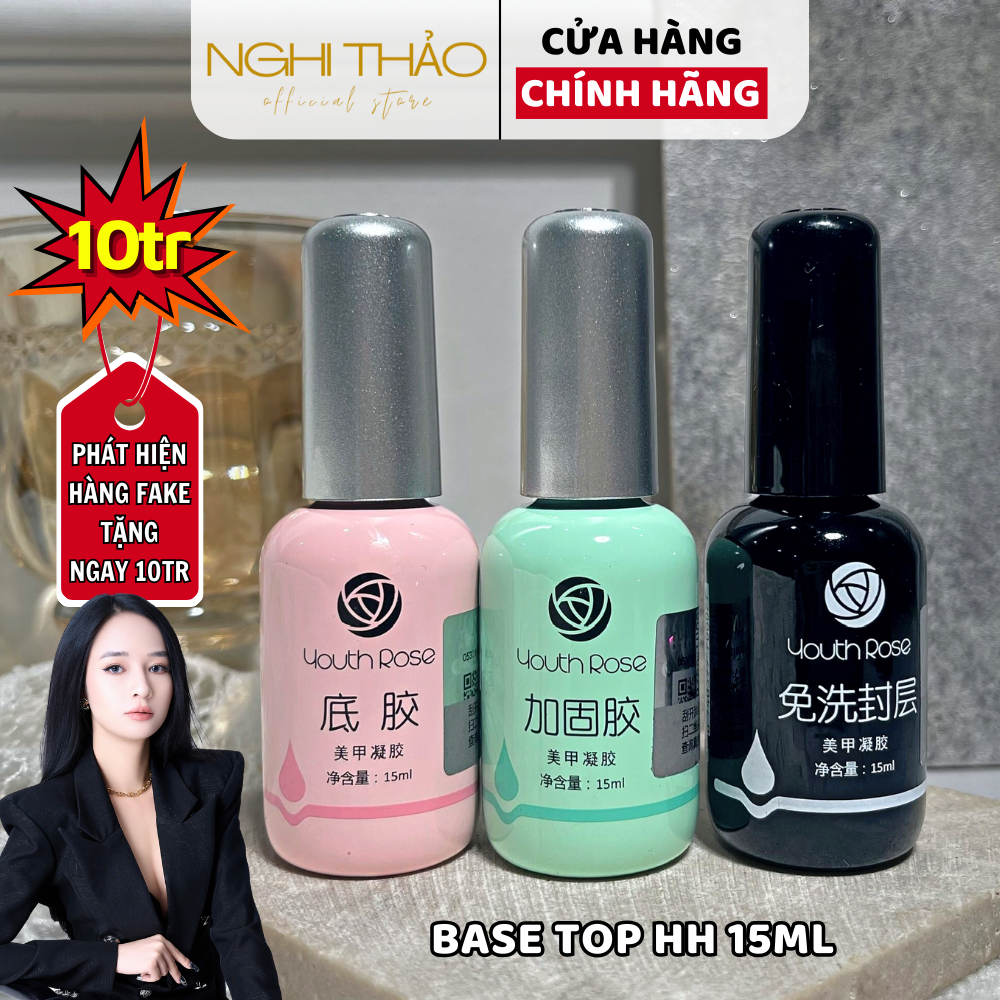 Base top hoa hồng, sơn liên kết móng Nghi Thảo 15ml