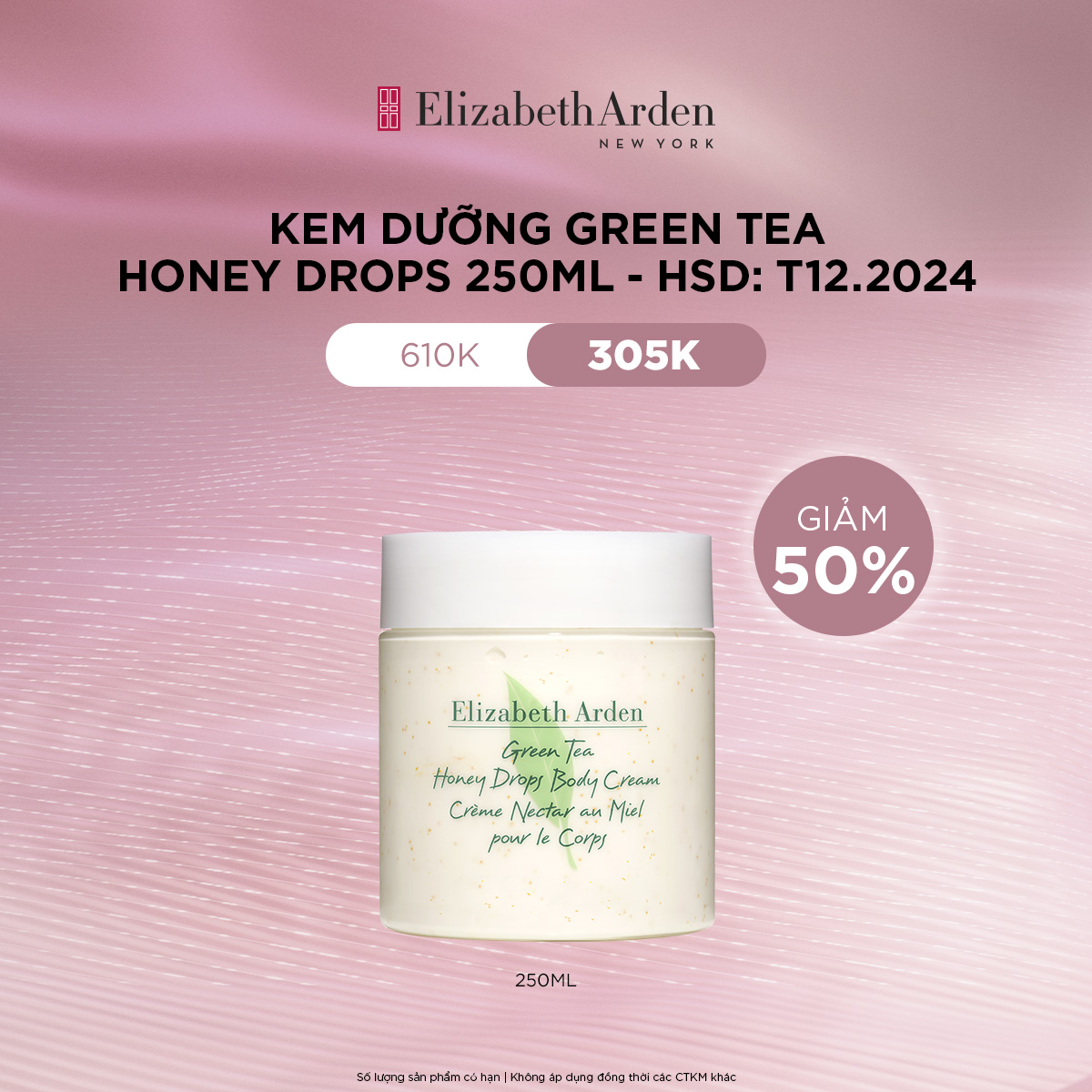 Kem dưỡng thể elizabeth arden green tea honey drops body cream 250ml - hsd: t12.2024