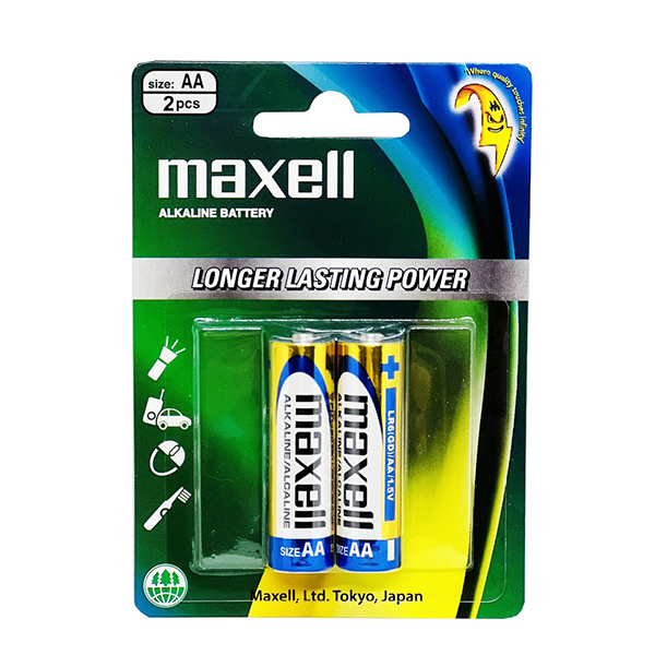 Combo 5 vỉ pin AA Maxell Alkaline, pin tiểu Maxell (1 vỉ 2 viên)
