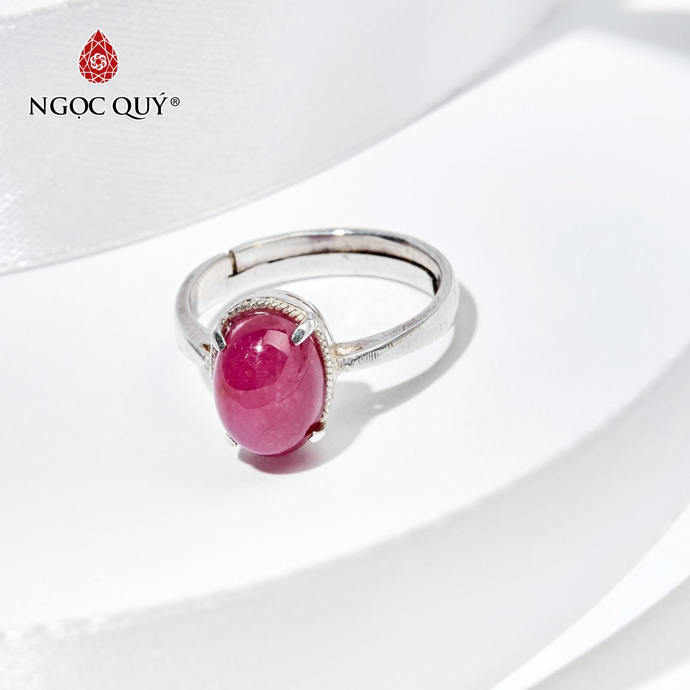 [HCM]Nhẫn đá ruby oval mệnh hỏathổ (màu hồng) - Ngọc Quý Gemstones