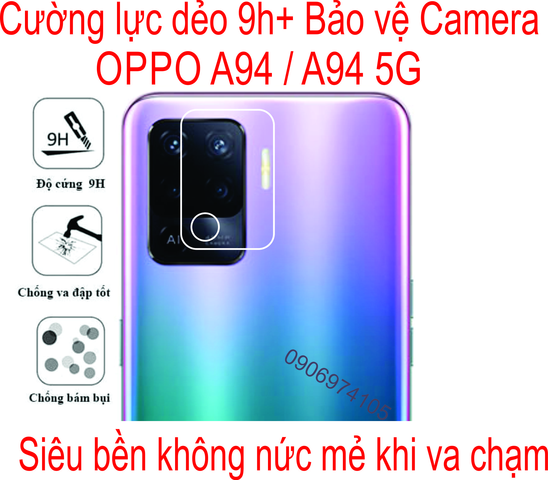 [HCM]Kính Cường lực dẻo Bảo vệ Camera OPPO A94 / A94 5G Bảo vệ camera tránh qua đập tránh trầy xước tiệt đối