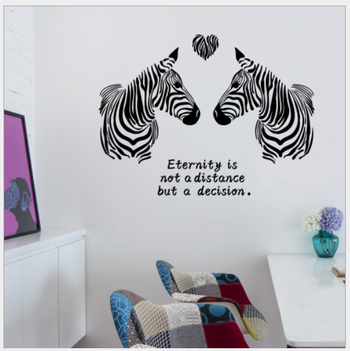 HCM Decal trang trí tường Cặp đôi ngựa vằn đen
