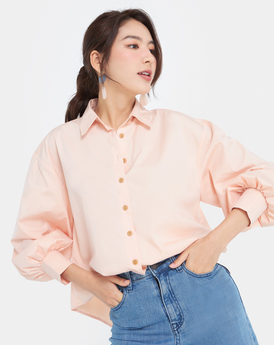 Áo Sơ Mi Nữ Thời Trang JUNO Tay Phồng JNASM013