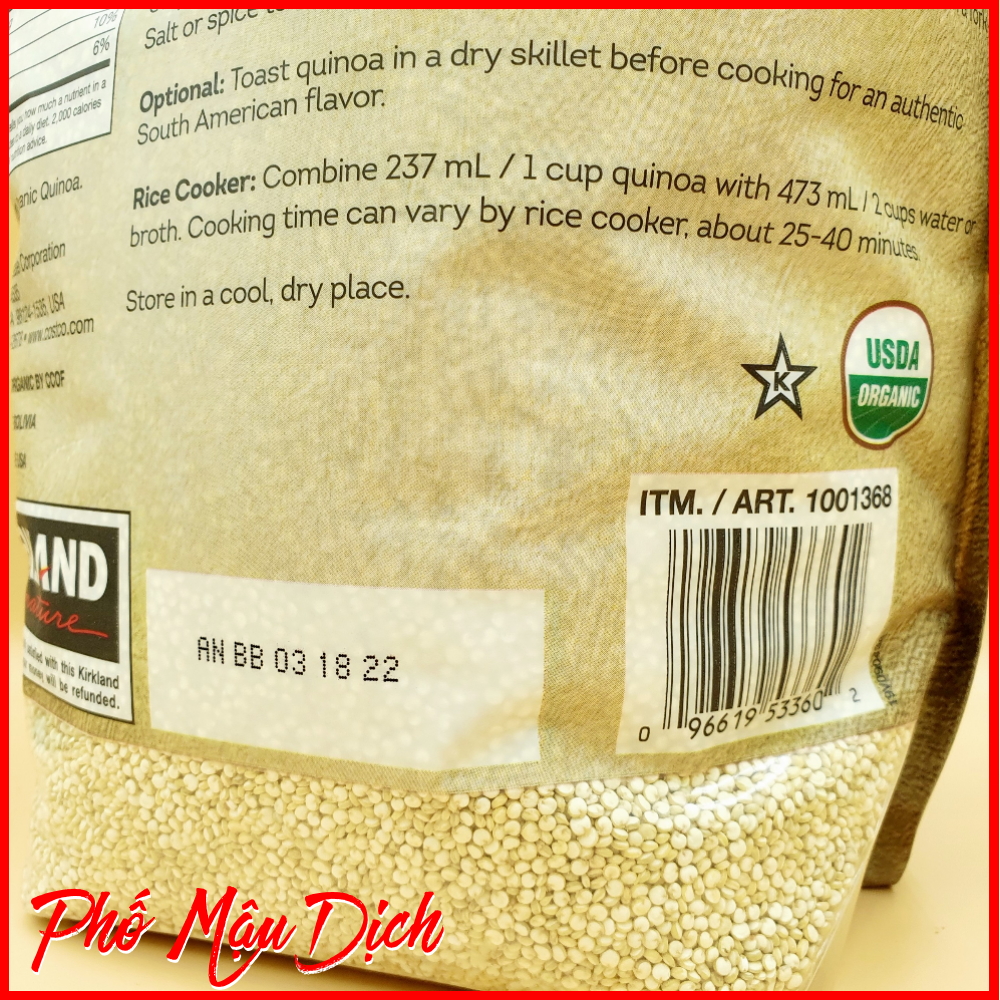 HẠT DIÊM MẠCH (QUINOA) ORGANIC KIRKLAND 2.04kg