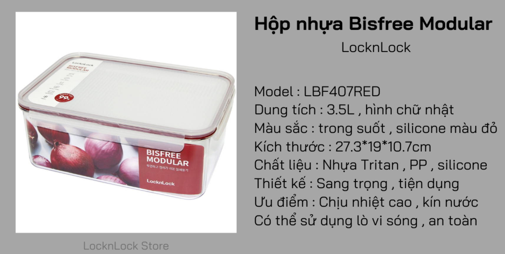 Hộp bảo quản LOCK&LOCK Bisfree Modular 260ml & 1.2L - LBF401RED & LBF403RED
