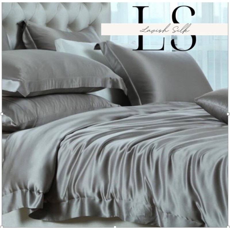 Trọn Bộ Chăn Ga Gối Phi Lụa Lavish Silk Cao Cấp Mát Lạnh Hàng Loại 1 -Xám Ghi