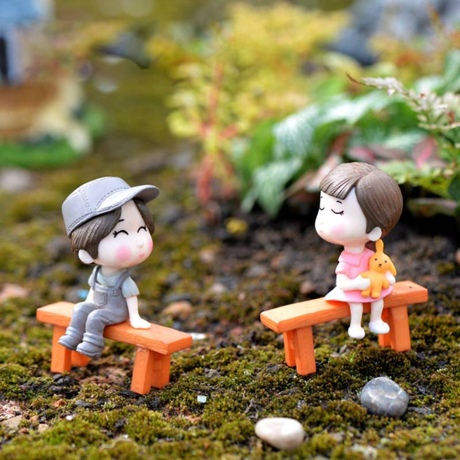 Mô hình cặp đôi trang trí tiểu cảnh, sen đá, bình terrarium