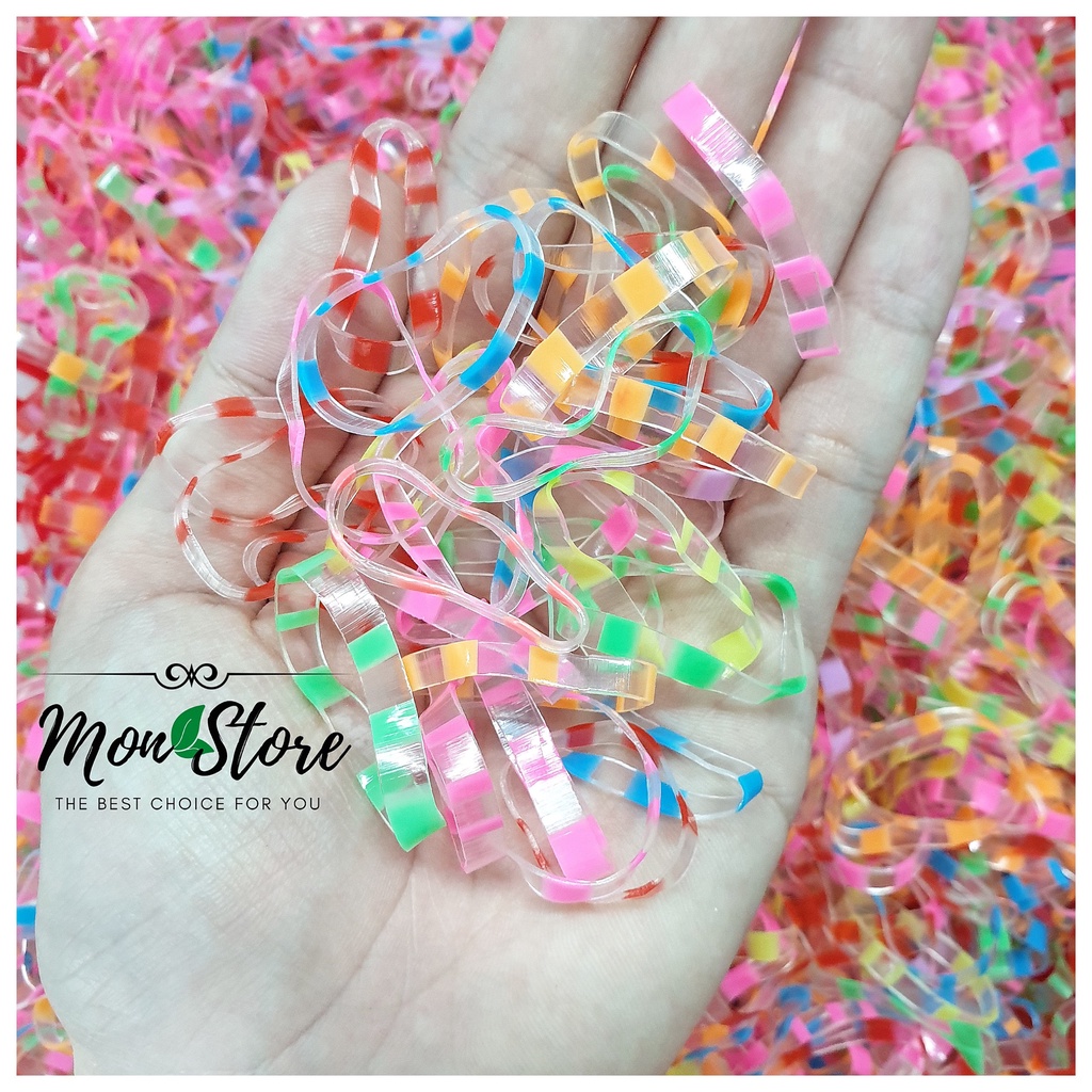 [Loại tốt, size to] Thun cột tóc MÀU ĐỨT KHÚC mix màu xinh xắn