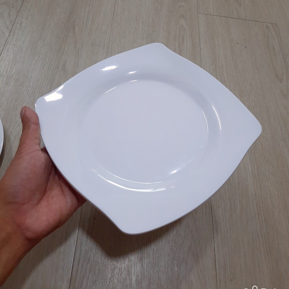 [HCM]Đĩa Nhựa Melamine Vuông Màu Trắng