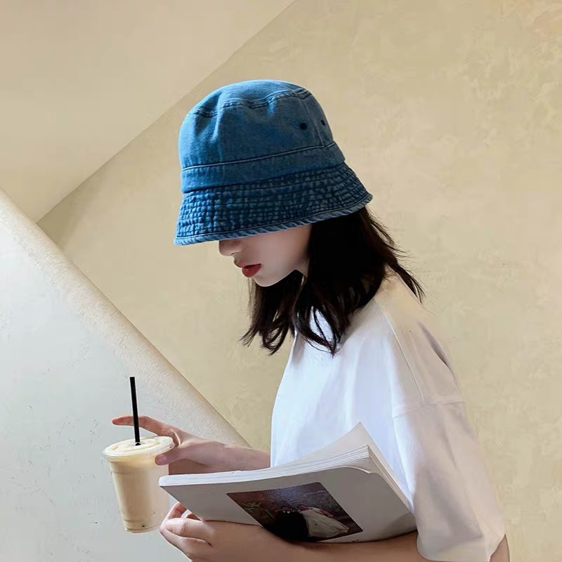 Mũ bucket denim trơn mẫu mới