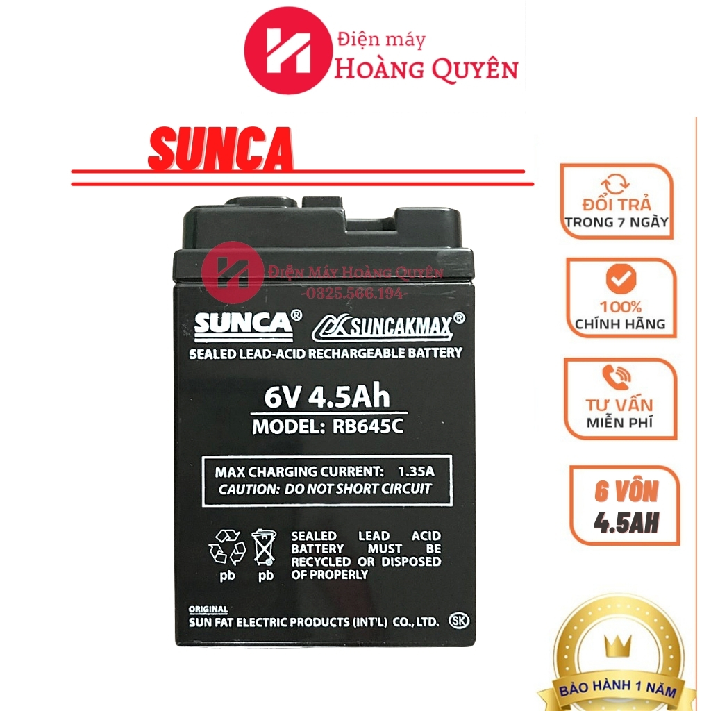 Bình ắc quy 6v 4.5A dùng cho quạt tích điện loại sịn