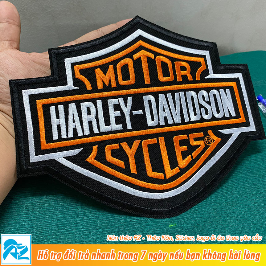 Patch vải thêu hình logo harley davidson lớn - Sticker ủi vá quần áo S495