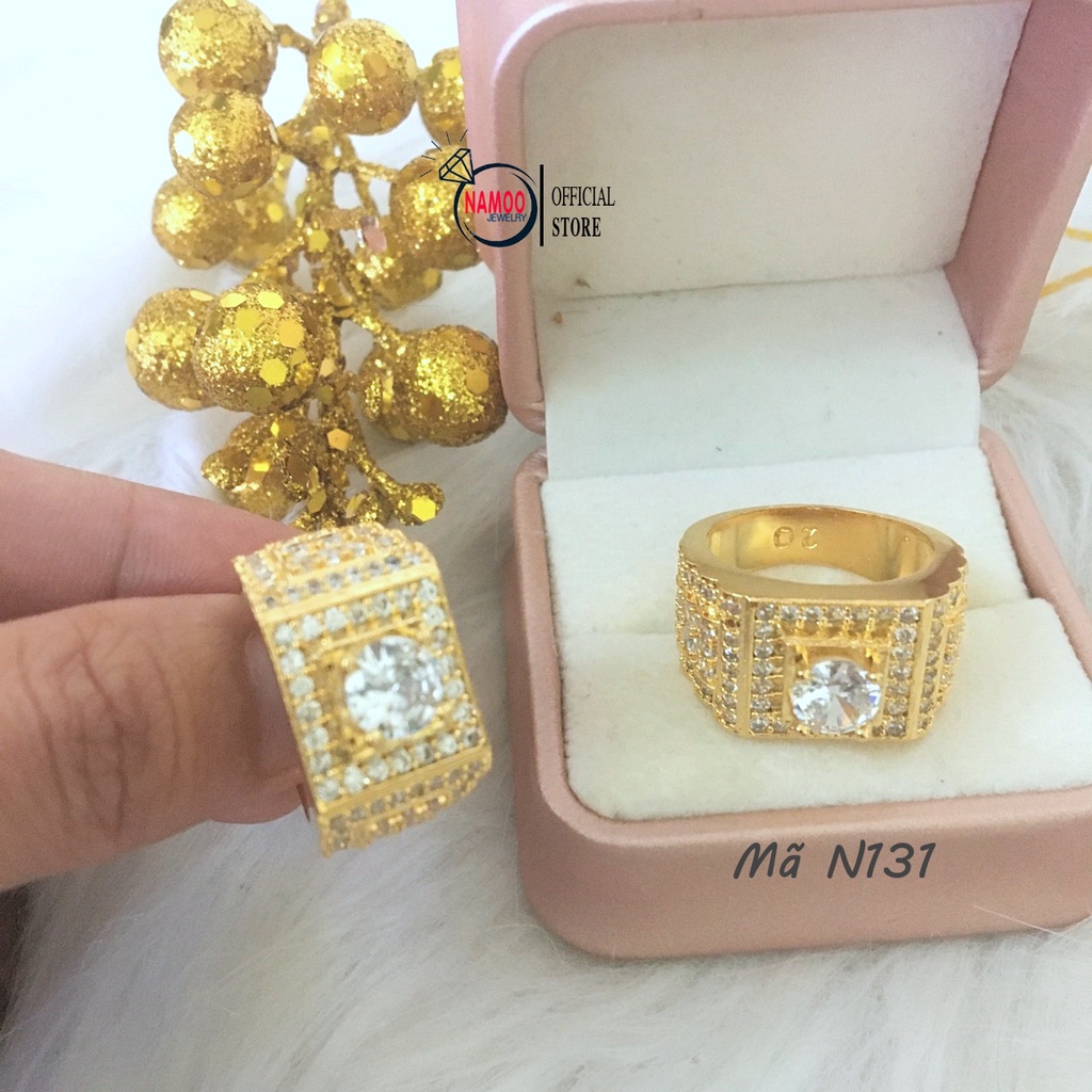 Nhẫn Nam Nữ Đính Đá N132 Bản Lớn Đủ Size