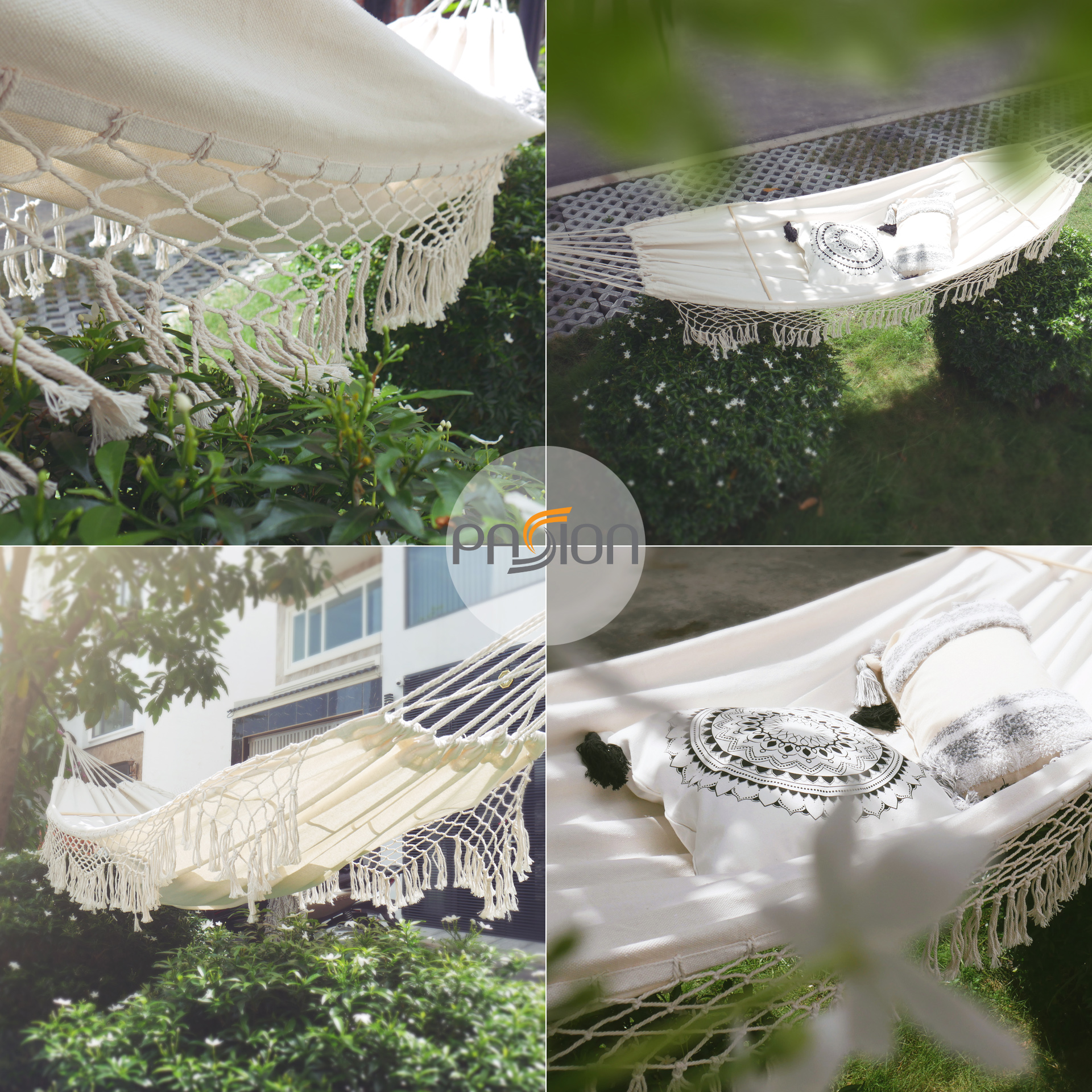 [HCM]Võng treo Canvas Tua Rua Trang Trí Ngoài trời, Du Lịch, Picnic