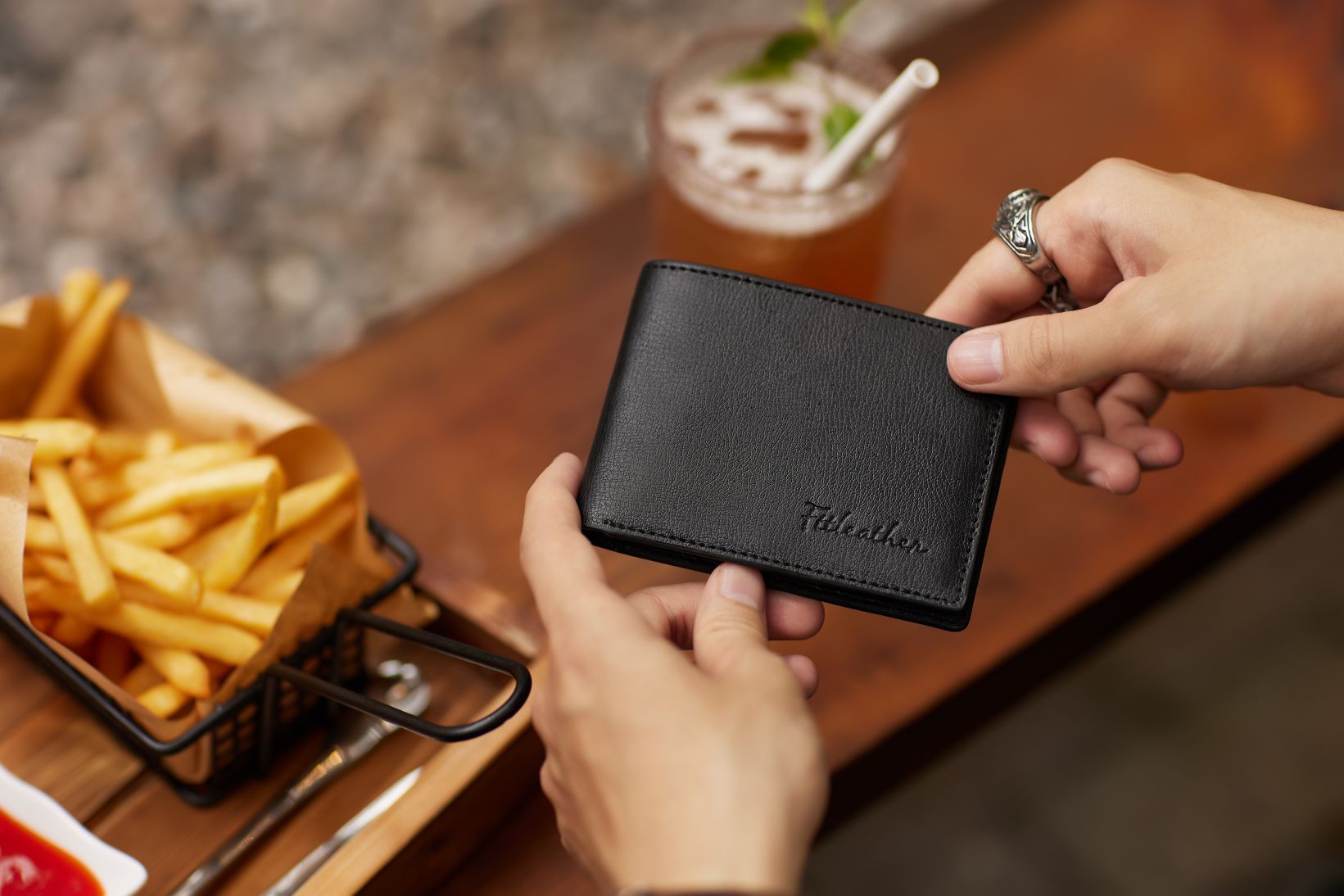 Ví da nam - bóp da nam mini FTT LEATHER da bò thật 100%