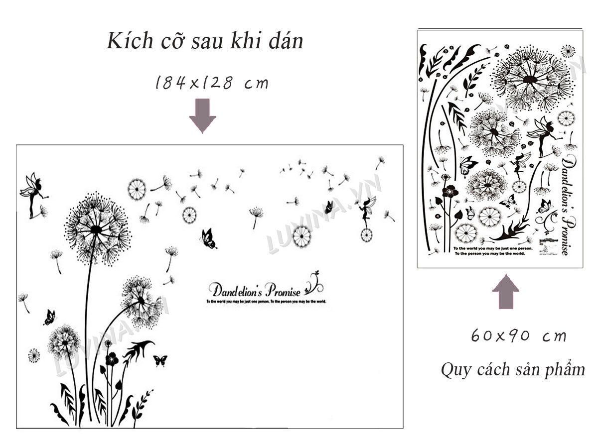 DECAL DÁN TƯỜNG BỒ CÔNG ANH ĐEN