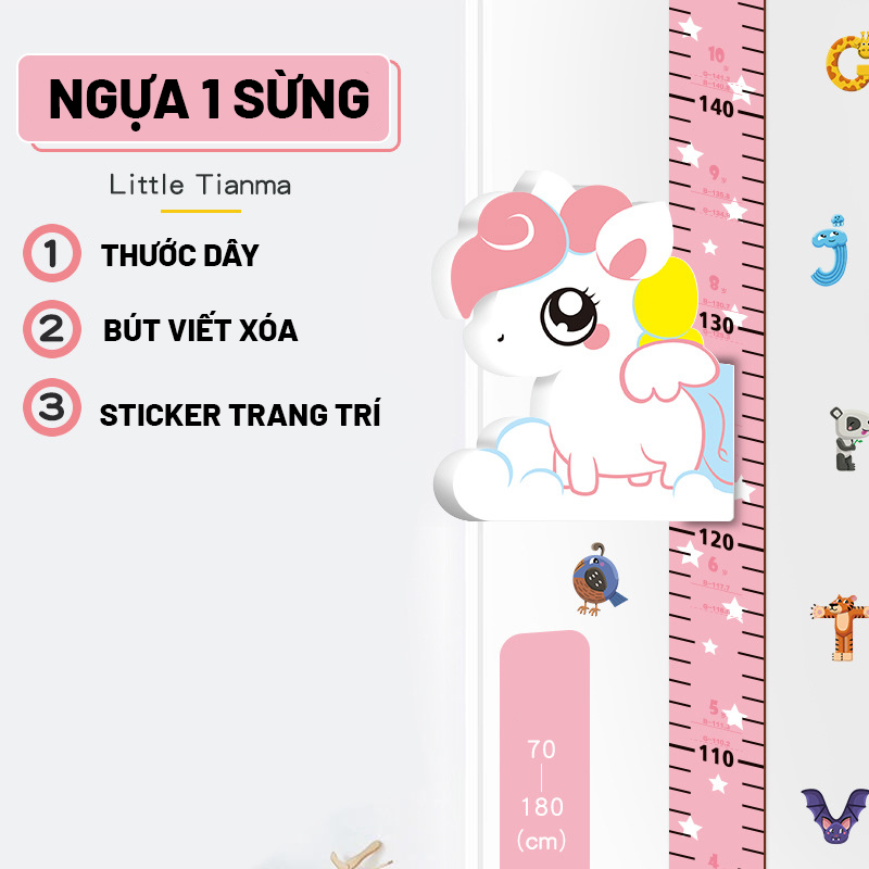 THƯỚC ĐO CHIỀU CAO DÁN TƯỜNG CHO BÉ KÈM DECAL TRANG TRÍ (Nhiều Mẫu)