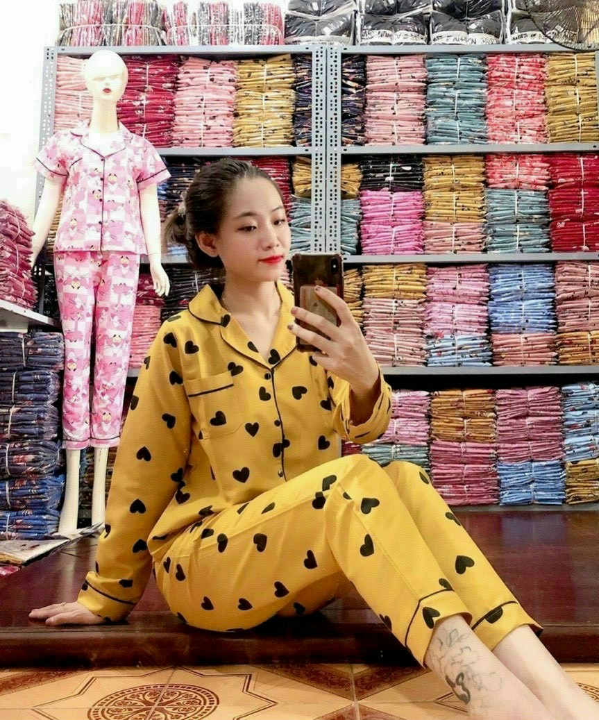 Bộ đồ sau sinh họa tiết dễ thương chất thô siêu mềm mịn-free size 43-70kg