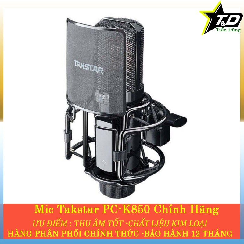 Mic thu âm PC-K850 Takstar cao cấp chính hãng- Mic k850 chạy nguồn 48V dùng được tất cả các sound card