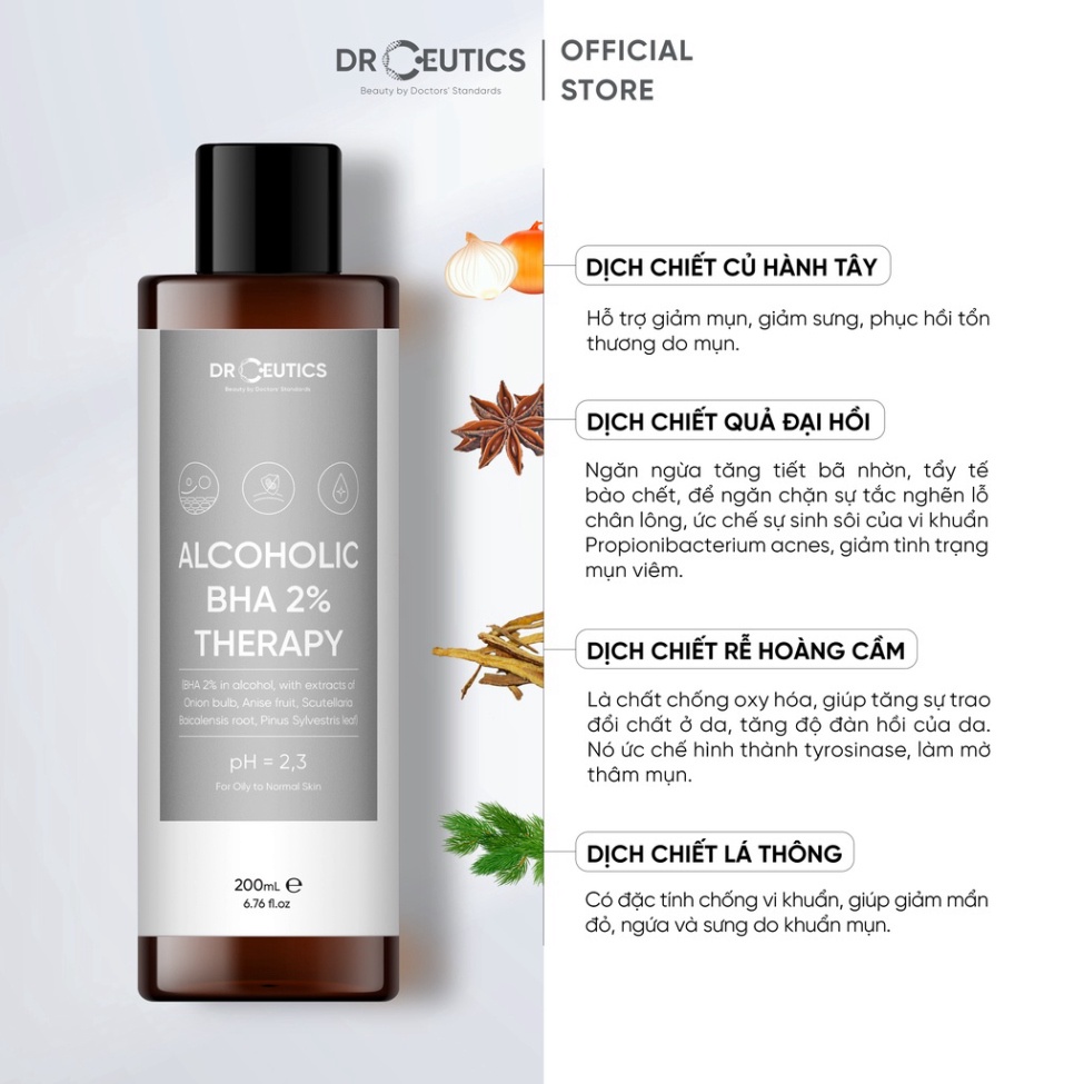 Toner Làm Sạch Và Cân Bằng Da DrCeutics BHA 2% - Thi Vũ