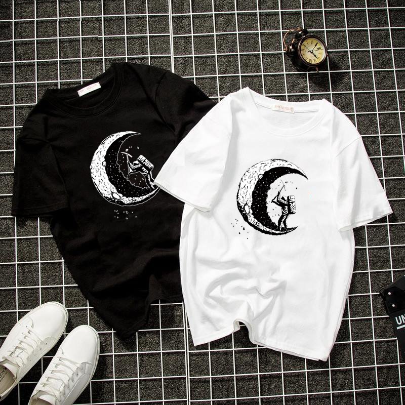 [Hoàn Tiền 15%] [FreeshipMax] Áo thun đào mặt trăng vải dày mịn DEAL3073 - Áo phông unisex tay lỡ nam nữ