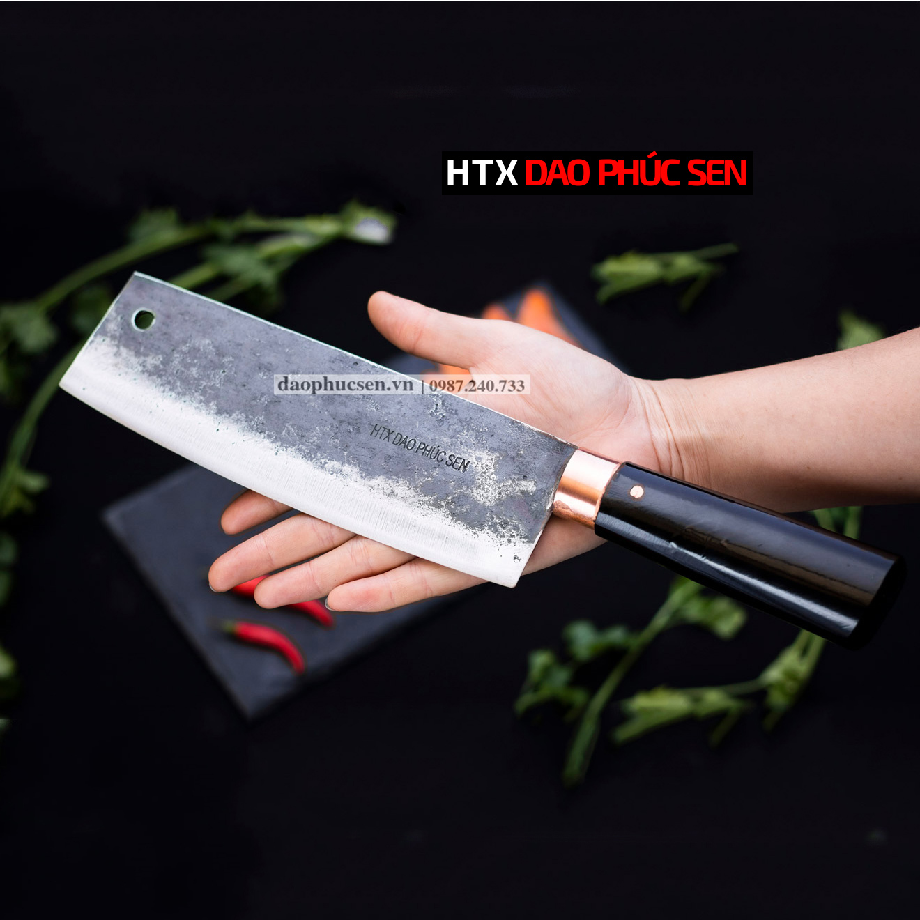 Dao thái 20cm nhíp xe rèn thủ công G02MDD