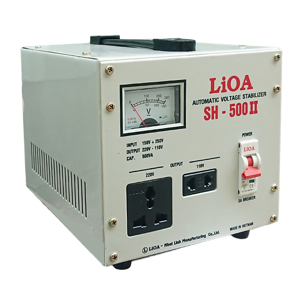 Ổn áp 1 pha Lioa 500VA SH 500II dải điện áp đầu vào 150V - 250V - Hàng chính hãng
