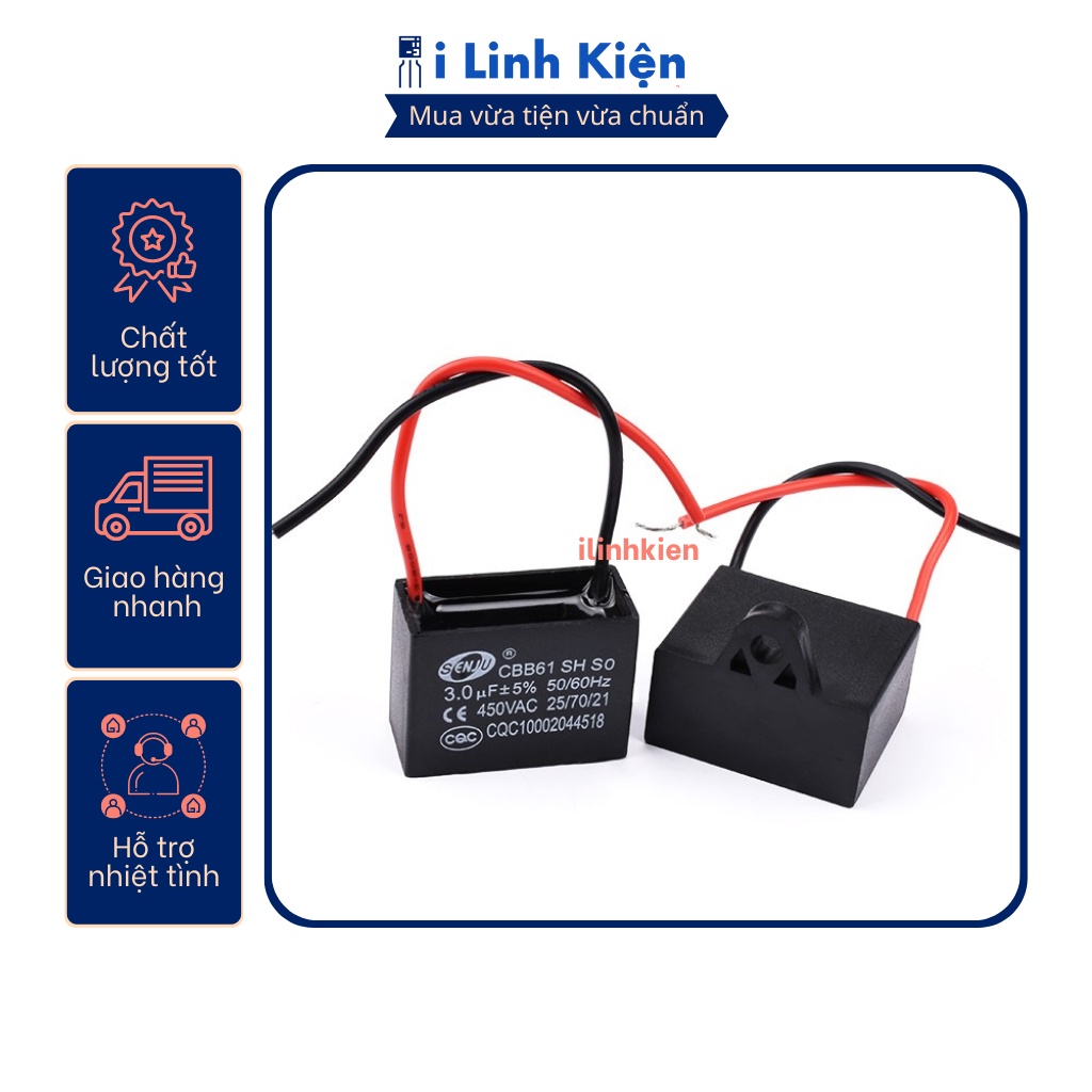 Tụ quạt 3uf dây cbb61 loại tốt