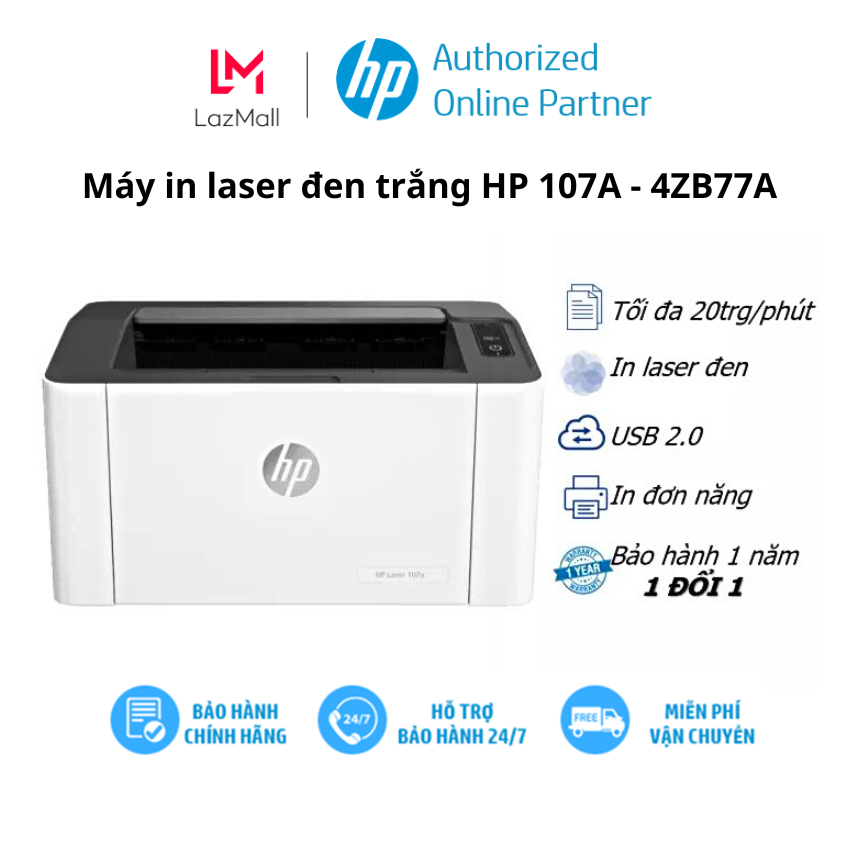 [Voucher 12% max 500K]Máy in laser đen trắng HP 107A - 4ZB77A