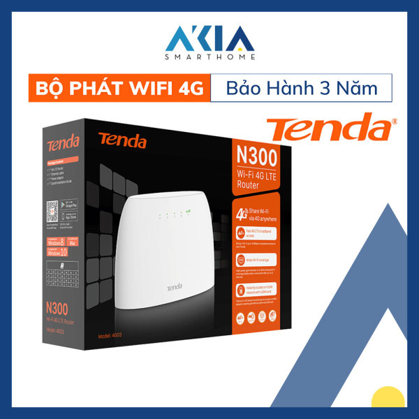 Bảng giá Bộ phát Wifi 4G gắn sim Tenda 4G03 Chuẩn N300 Có Cổng Lan Băng Thông Mạnh - Sử dụng làm Router wifi - Chia sẽ wifi lên đến 32 thiết bị - Bảo hành chính hãng 3 năm Phong Vũ