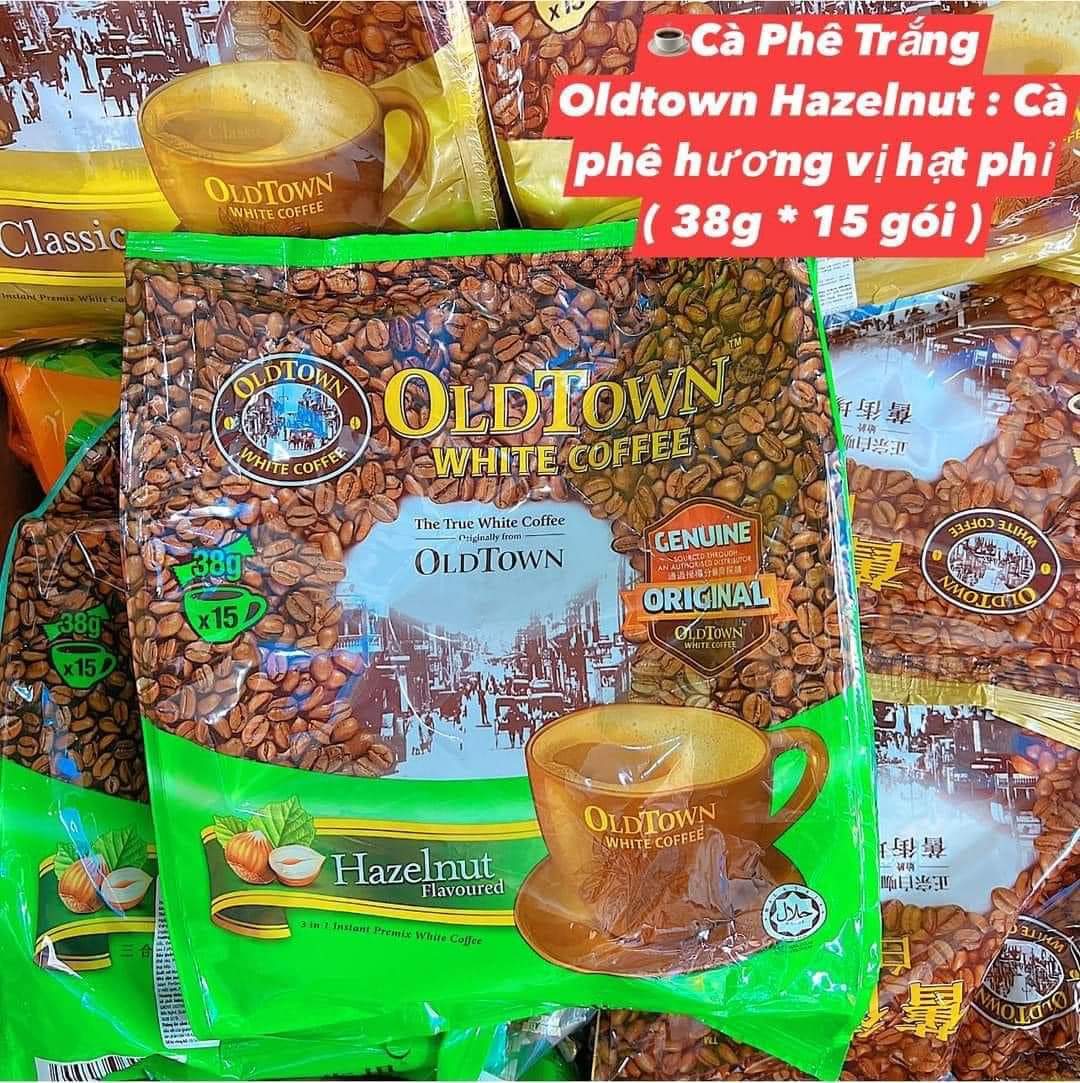 Date 2024 Combo 5 bịch Cà phê trắng OldTown Malaysia Hazelnut