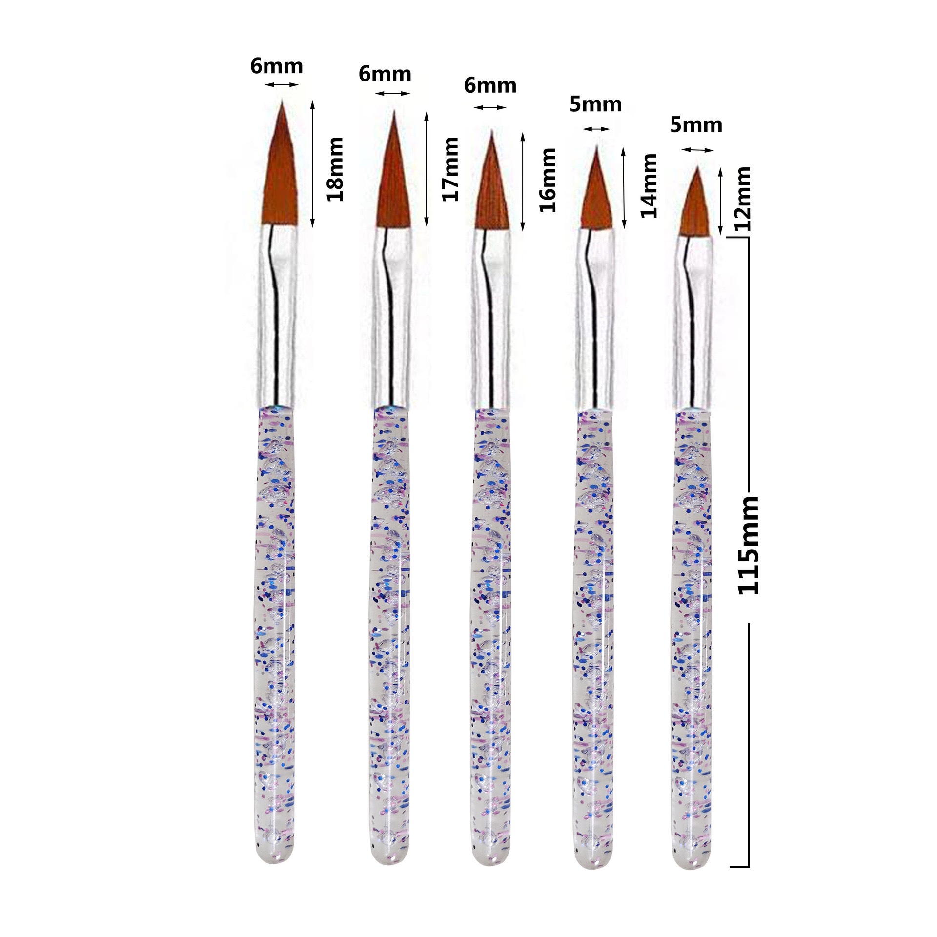 Cọ đắp bột Set 5 cây giá rẻ, Set cọ đắp bột cao cấp chuyên dụng