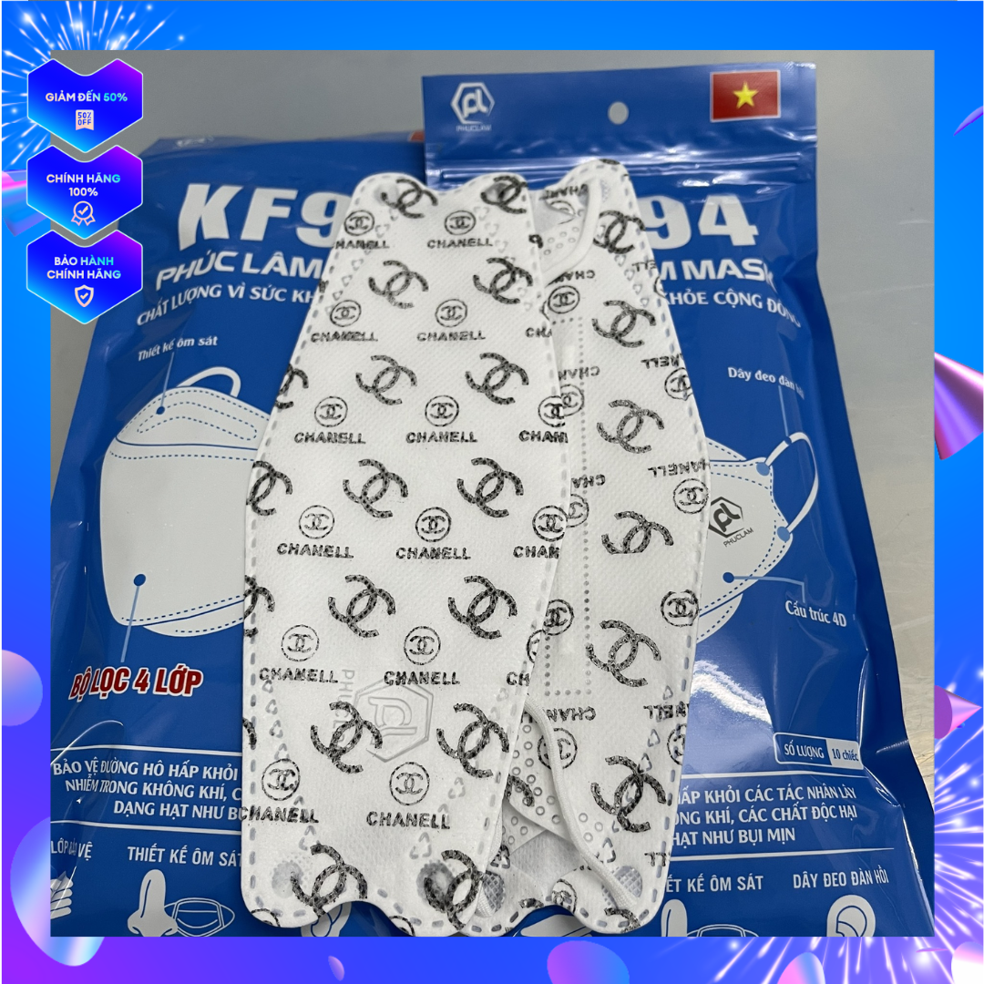 Khẩu trang loại kf94 hoạ tiết thương hiệu dành cho người lớn