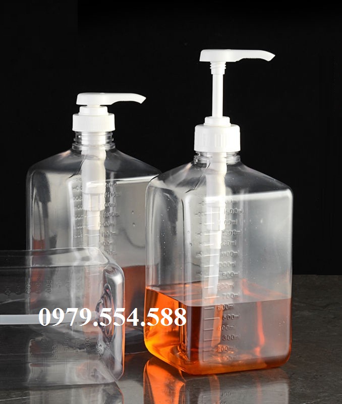 Bình bơm siro đường nhựa - thủy tinh có vòi pump định lượng 10ml